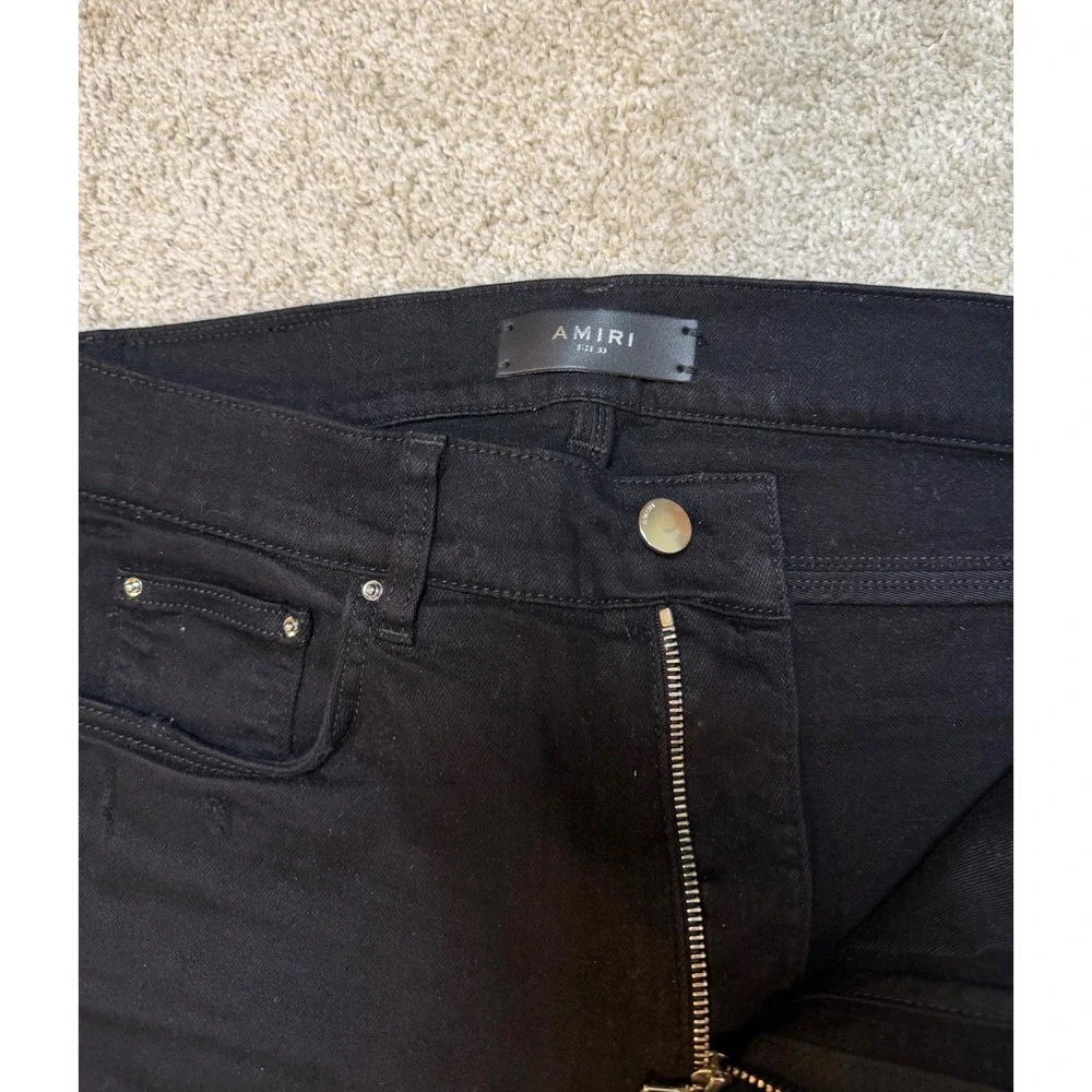 Amiri Skinny Jeans Knee Rip Black Size 33 Worn Once - Picture 3 of 6